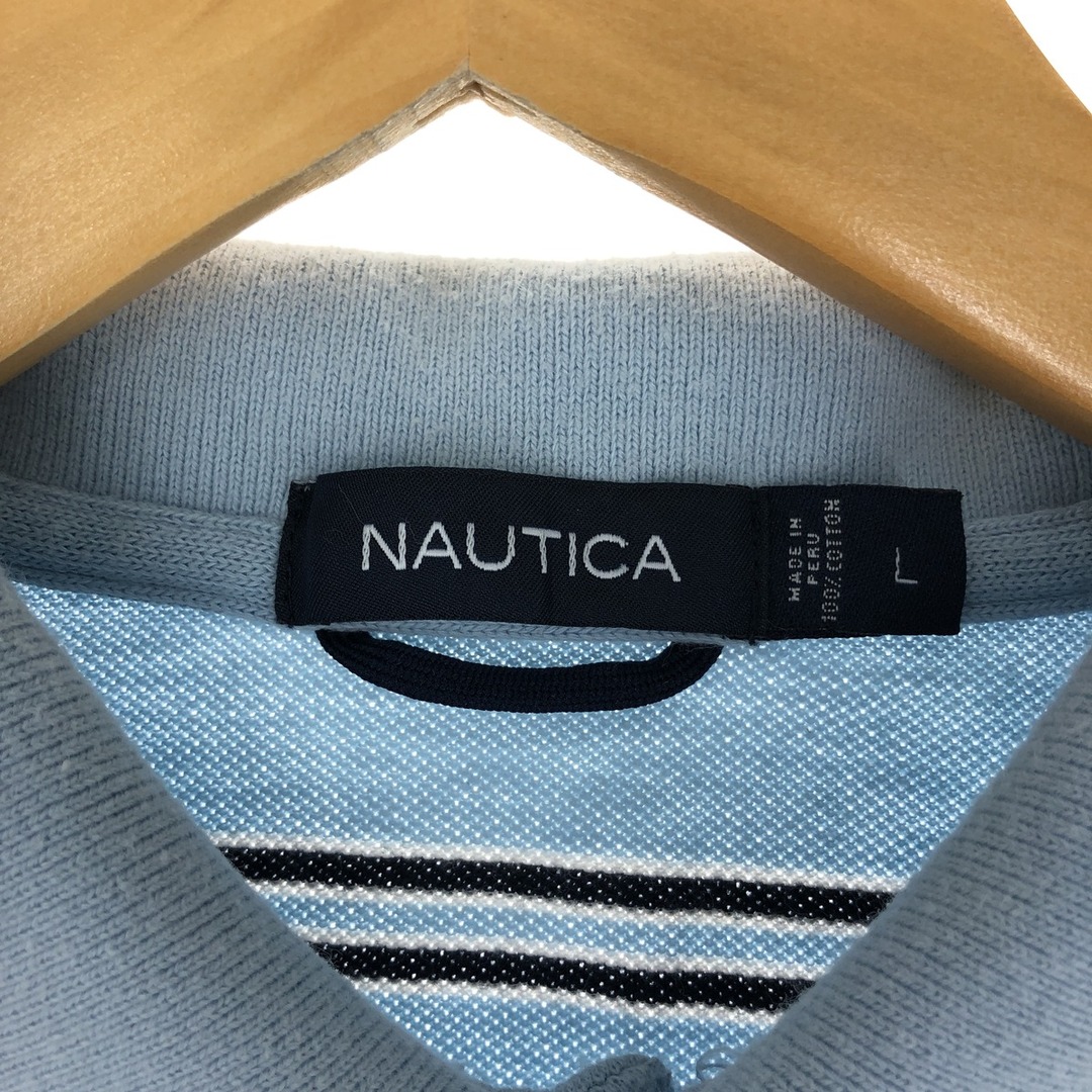 NAUTICA(ノーティカ)の古着 ノーティカ NAUTICA 半袖 ボーダー ポロシャツ メンズL /eaa435095 メンズのトップス(ポロシャツ)の商品写真