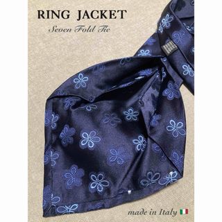 リングヂャケット(RING JACKET)の【美品】RING JACKET／リングヂャケット／セッテピエゲ／花柄／ネイビー(ネクタイ)