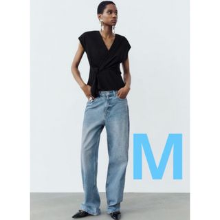 ザラ(ZARA)の【完売品】　ZARA ノット　クレープ　トップス(シャツ/ブラウス(半袖/袖なし))