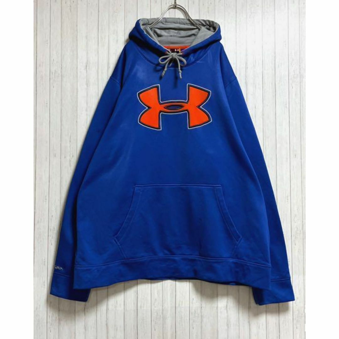 UNDER ARMOUR(アンダーアーマー)のアンダーアーマー　パーカー　スウェット　ブルー　ビッグロゴ　ビッグサイズ　XL メンズのトップス(パーカー)の商品写真