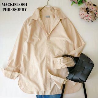 マッキントッシュフィロソフィー(MACKINTOSH PHILOSOPHY)のマッキントッシュフィロソフィー　ベージュ　ストライプ長袖シャツ　綿100%(シャツ/ブラウス(長袖/七分))