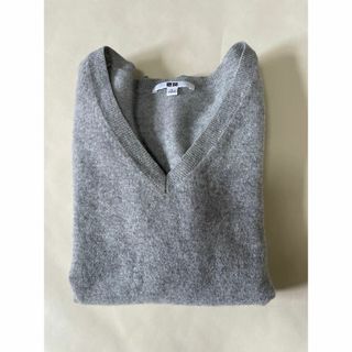 ユニクロ(UNIQLO)のJ440★ユニクロ カシミヤ100%セーター グレー系 レディース L Vネック(ニット/セーター)