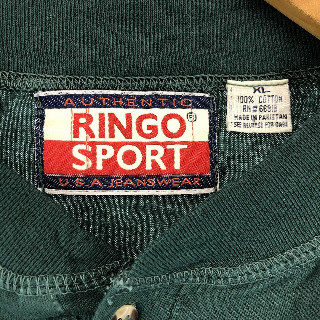 古着 RINGO SPORT ヘンリーネック 半袖 ワンポイントロゴポケットTシャツ メンズXL /eaa320558 メンズのトップス(Tシャツ/カットソー(半袖/袖なし))の商品写真