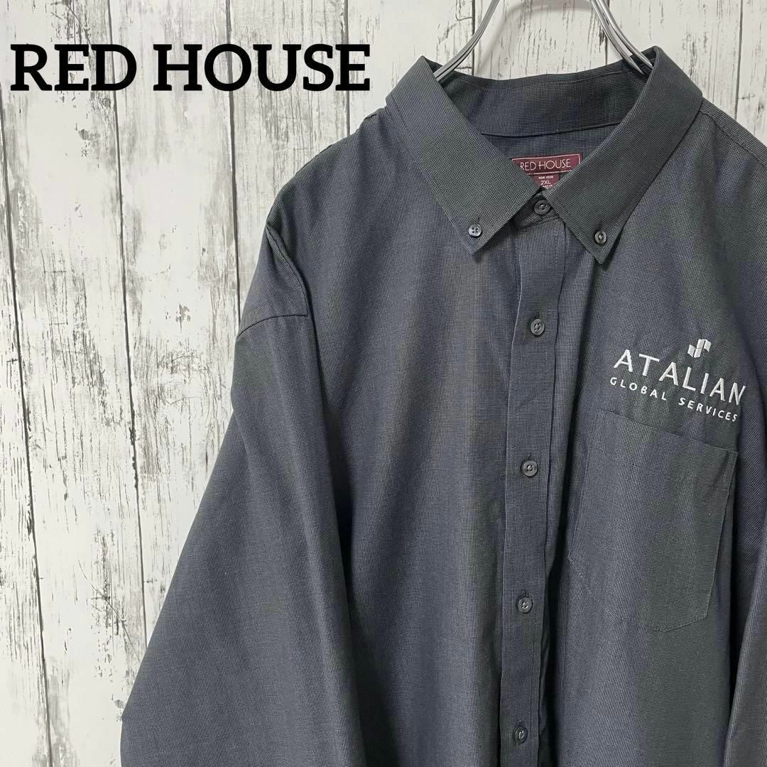 RED HOUSE USA古着 ビッグサイズ ボタンダウン長袖シャツ刺繍 2XL メンズのトップス(シャツ)の商品写真