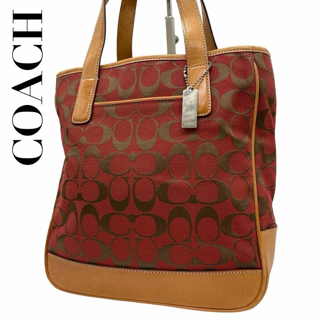 COACH(コーチ)のCOACH　コーチ　S71　トートバッグ　6092　キャンバス　レザー　レッド レディースのバッグ(トートバッグ)の商品写真