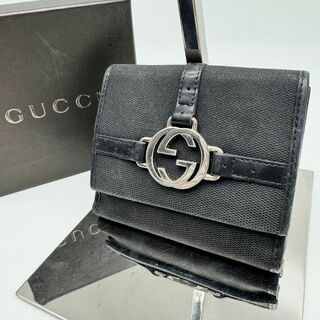 グッチ(Gucci)の【希少✨】GUCCI 二つ折り財布 インターロッキング レザー GG ブラック(財布)
