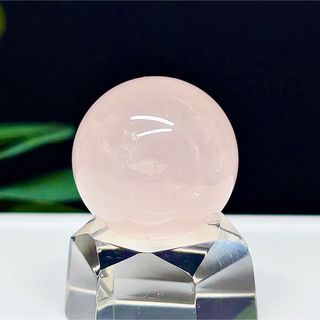 ローズクォーツ　丸玉　置物　スフィア　紅水晶　天然石　【美品】125(置物)