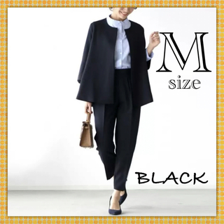M パンツスーツ フォーマル ジャケット 通勤 オフィスカジュアル 黒 ブラック(スーツ)