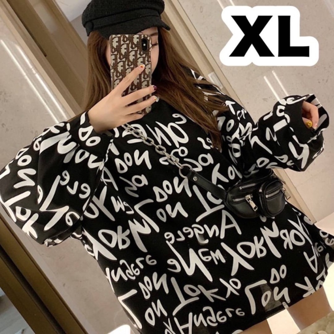 【大人気】レディース 長袖 アルファベットトップス ゆったり 大きい LL XL レディースのトップス(カットソー(長袖/七分))の商品写真