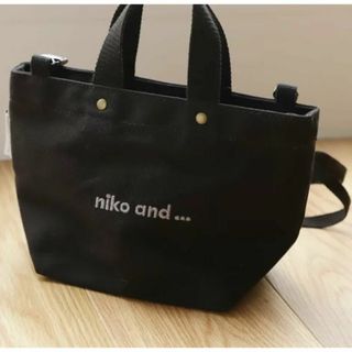 ニコアンド(niko and...)の新品未開封■　ニコアンド　■　新　トート　バッグ　刺繍　ミニ■　黒■ショルダー付(トートバッグ)