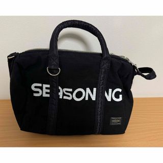 ヨシダカバン(吉田カバン)の美品: seasoning PORTER MINI BOSTON バッグ(黒)(ショルダーバッグ)