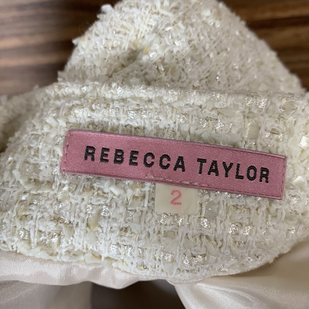 Rebecca Taylor(レベッカテイラー)のレベッカテイラー ツイードジャケット アウター サイズ2 白 レーヨン ウール レディースのジャケット/アウター(その他)の商品写真