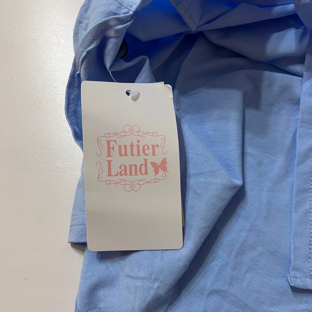 futier land(フューティアランド)の未使用　Futier Land 半袖 ロングワンピース　水玉　ブルー　M レディースのワンピース(ロングワンピース/マキシワンピース)の商品写真