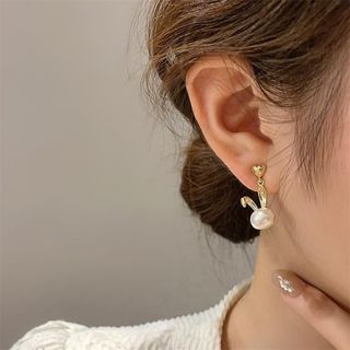 ピアス ハート パール 可愛い うさぎ 高見え プレゼント ゴールド