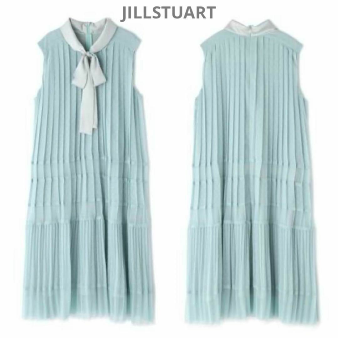 JILLSTUART(ジルスチュアート)のJILLSTUART リボンタイドットプリーツワンピース ミントグリーン レディースのワンピース(ひざ丈ワンピース)の商品写真