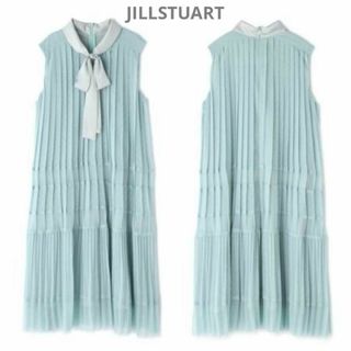 JILLSTUART リボンタイドットプリーツワンピース ミントグリーン