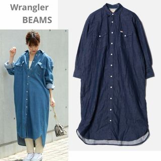 ビームス(BEAMS)のWrangler × BEAMS 別注ウエスタンワンピース ゆったり ネイビー(ロングワンピース/マキシワンピース)