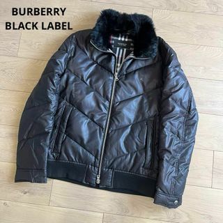 バーバリーブラックレーベル(BURBERRY BLACK LABEL)のバーバリーブラックレーベル　ラビットファー　ダウンジャケット　ノバチェック　M(ダウンジャケット)