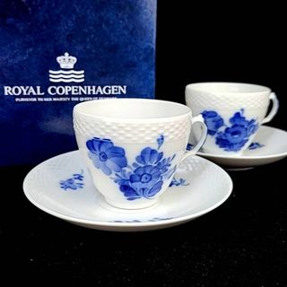 ロイヤルコペンハーゲン(ROYAL COPENHAGEN)の◇未使用 ◆ ロイヤルコペンハーゲン　ブルーフラワー　カップ&ソーサー　ペア箱付(グラス/カップ)