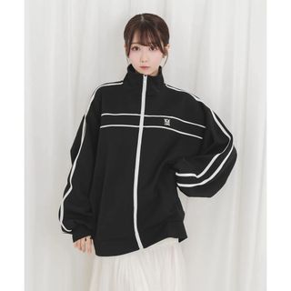 ロゼミューズrosé muse  piping jersey outerブラック(パーカー)