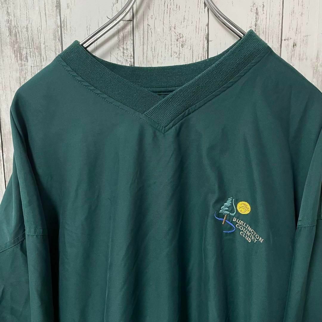 サンマウンテン USA古着 ナイロンジャケットプルオーバーゴルフ刺繍緑XLメンズ メンズのジャケット/アウター(ナイロンジャケット)の商品写真