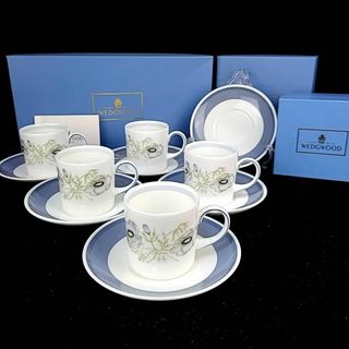 ウェッジウッド(WEDGWOOD)の△美品 ◆ ウェッジウッド　グレンミスト　カップ&ソーサー　5客　箱つき(グラス/カップ)