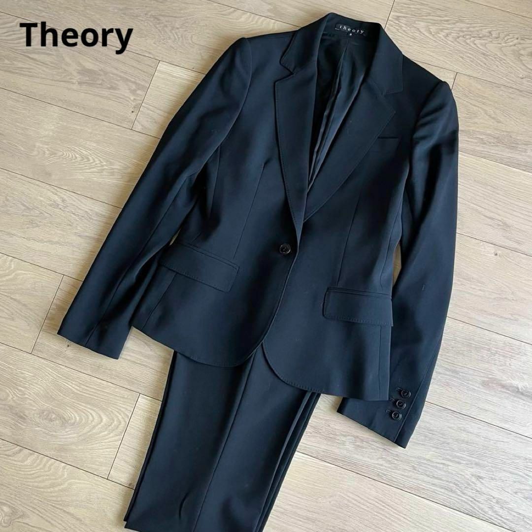 theory(セオリー)のセオリー　裾フレア　パンツスーツ　ビジネス　ネイビー　1B　セットアップ レディースのフォーマル/ドレス(スーツ)の商品写真