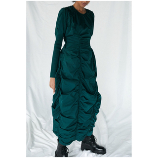 エンフォルド(ENFOLD)のENFOLD ワンピース ドレス ダークグリーン　38(ロングドレス)