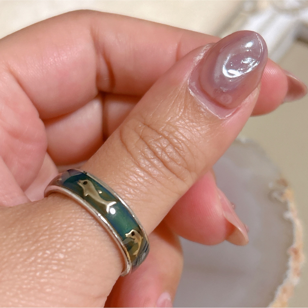 VINTAGE(ヴィンテージ)の【vintage】温度変化で色が変わる　イルカ　リング　指輪　#21  21号 メンズのアクセサリー(リング(指輪))の商品写真