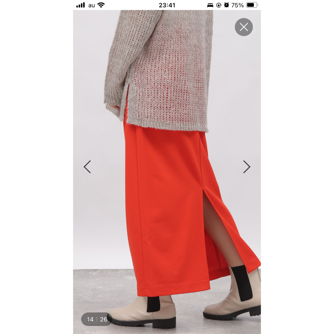 LAKOLE(ラコレ)の【レッド】ポケット付き　ナロースカート レディースのスカート(ロングスカート)の商品写真
