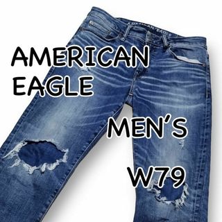 アメリカンイーグル(American Eagle)のアメリカンイーグル SLIM 当て布 クラッシュ加工 US31 ウエスト79cm(デニム/ジーンズ)