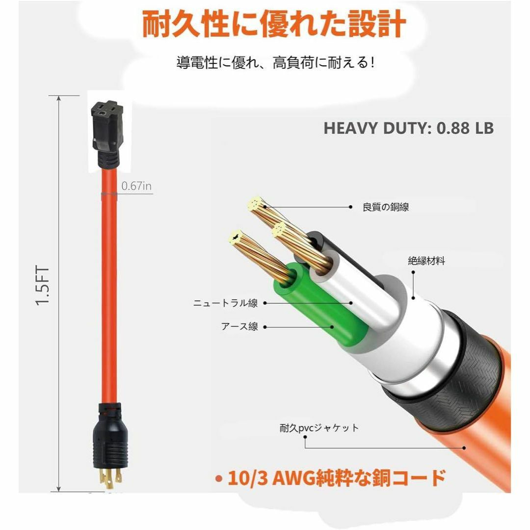 発電機コード アダプタ 発電機延長コード RV電源コードツイストロック インテリア/住まい/日用品の日用品/生活雑貨/旅行(防災関連グッズ)の商品写真