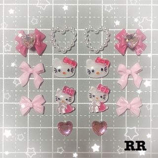 ネイルパーツ　キティ　ピンク　リボン　ハート　パール(デコパーツ)