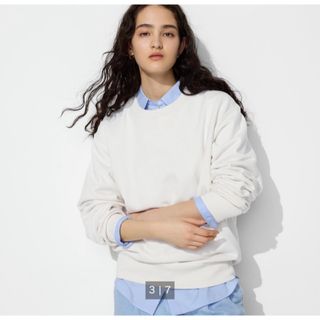 ユニクロ(UNIQLO)の【美品】ユニクロ メンズ スウェットシャツ（長袖） オフホワイト Mサイズ(スウェット)