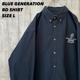 アメリカ古着 BLUE GENERATION長袖ボタンダウンワークシャツ　L紺色(シャツ)