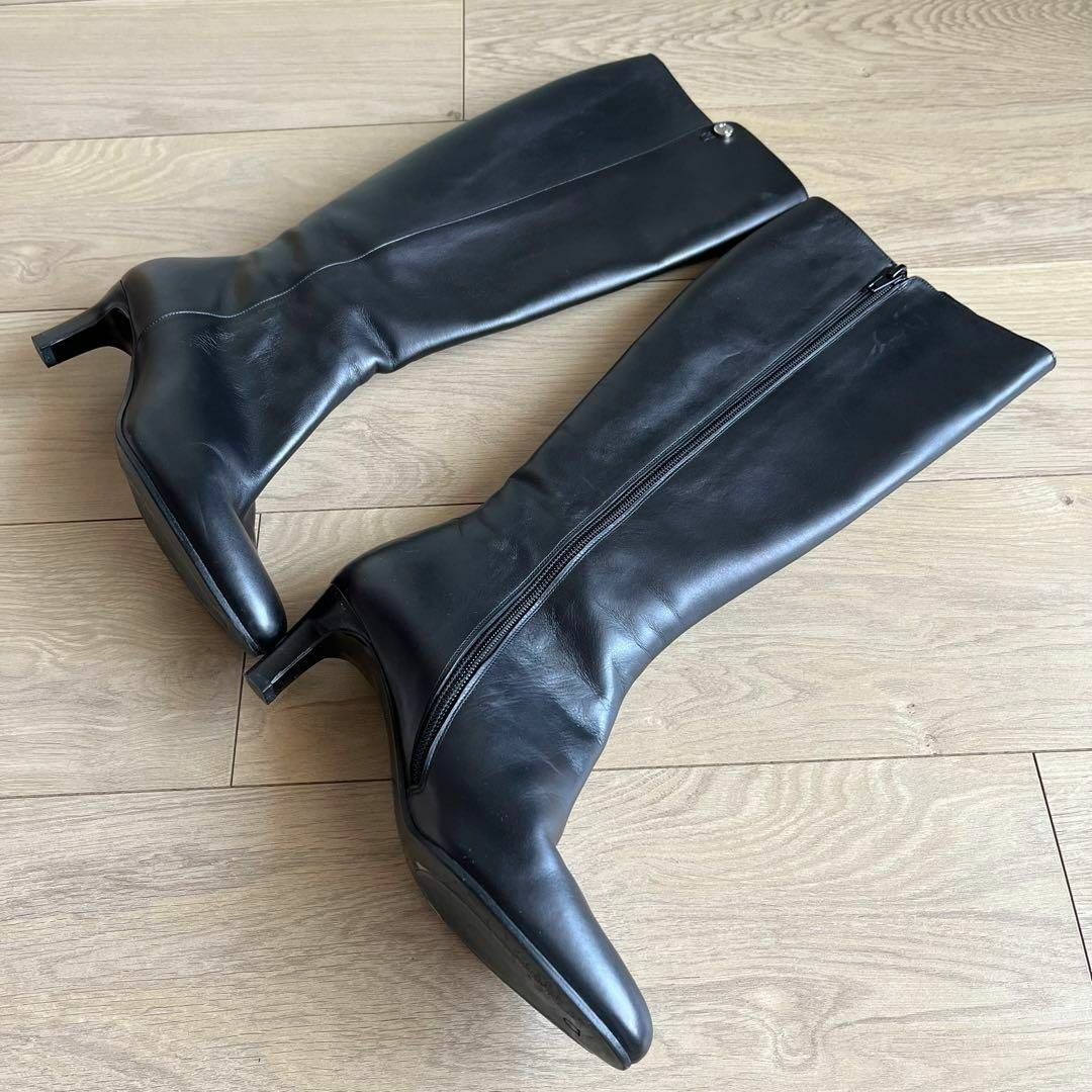 サルヴァトーレフェラガモ　ロングブーツ　レザー　黒　ブラック　5 1/2 レディースの靴/シューズ(ブーツ)の商品写真