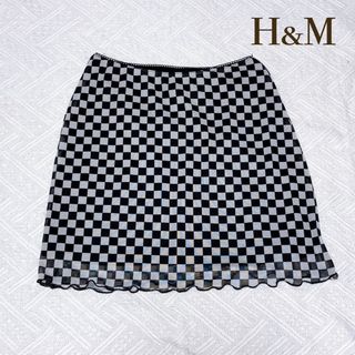 H&M - 【美品 S】H&M チェッカー柄 ミニ丈 タイトスカート