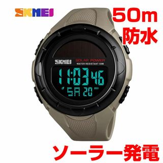 50m防水ソーラーパネルダイバーズ デジタル腕時計 スポーツKH(腕時計(デジタル))