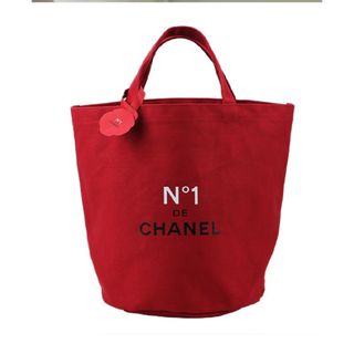 CHANEL - 海外限定ノベルティ CHANEL キャンバストートバッグ  (レッド)