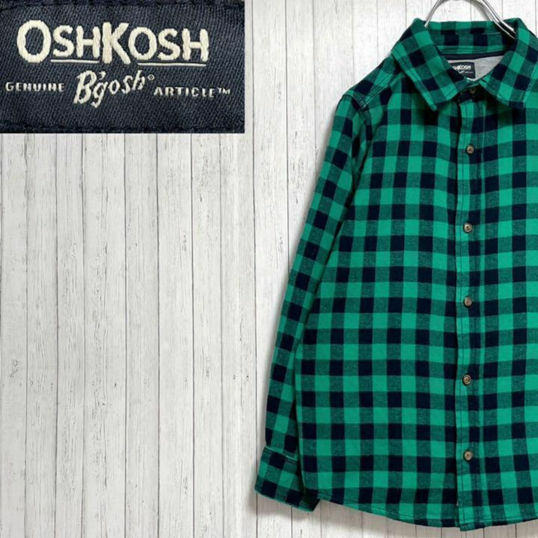 OshKosh(オシュコシュ)のOSHKOSH　オシュコシュネルシャツ　チェック　グリーン　10/12 メンズのトップス(シャツ)の商品写真