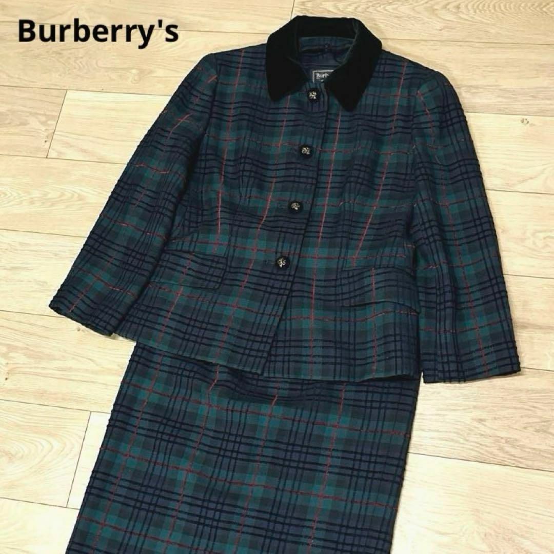 BURBERRY(バーバリー)のバーバリー　付け襟　スカートスーツ　タータンチェック　ダークグリーン　38サイズ レディースのレディース その他(セット/コーデ)の商品写真