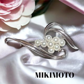 【美品】MIKIMOTO パールブローチ 8珠 刻印あり シルバー