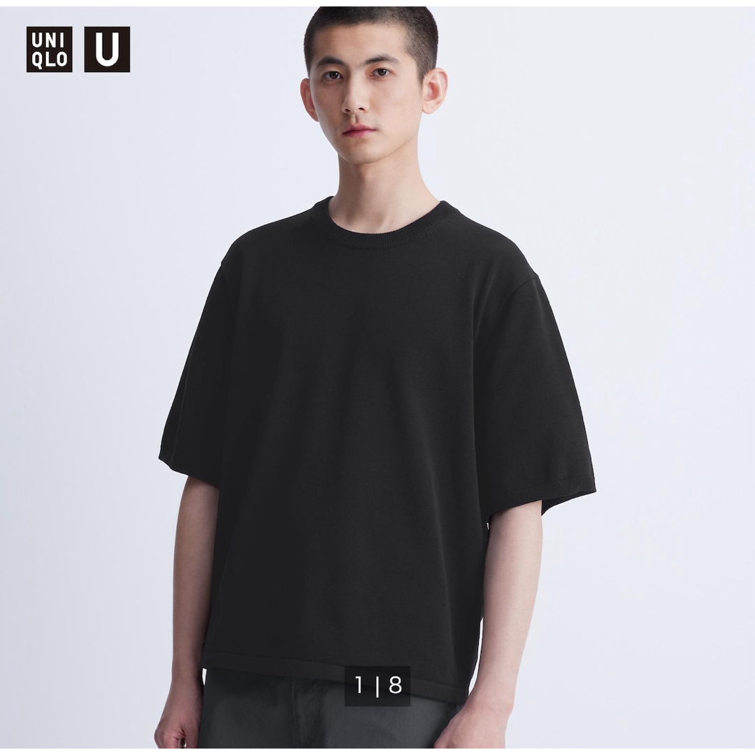 UNIQLO(ユニクロ)の【送料無料・新品・完売品】ユニクロU ニットTシャツ XXL ブラック メンズのトップス(Tシャツ/カットソー(半袖/袖なし))の商品写真