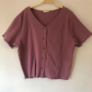 ジーユー(GU)のGU ジーユー カーディガン リブメロークロップド 半袖 レディース 3L (Tシャツ(半袖/袖なし))