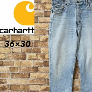 カーハート(carhartt)のカーハート　デニム　ジーンズ　ジーパン　テーパード　革ロゴ　ゆるだぼ　36/30(デニム/ジーンズ)