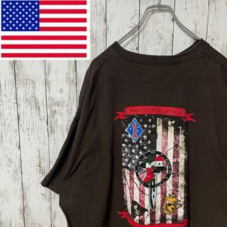 GILDAN アメリカ古着 ビッグプリントTシャツ ブラウン メンズ(Tシャツ/カットソー(半袖/袖なし))