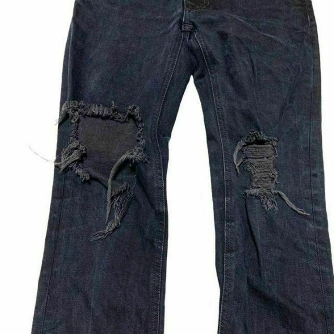Nudie Jeans(ヌーディジーンズ)のNudie Jeans ヌーディー シンフィン クラッシュ加工 濃紺 W29 レディースのパンツ(デニム/ジーンズ)の商品写真