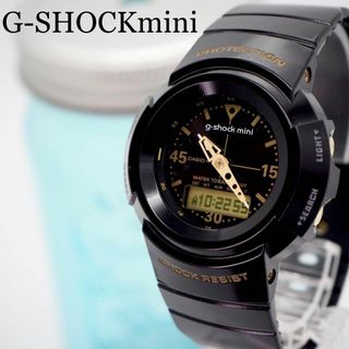 ジーショック(G-SHOCK)の375【美品】G-SHOCKミニ ジーショックミニ時計　アナデジ　ブラック(腕時計)