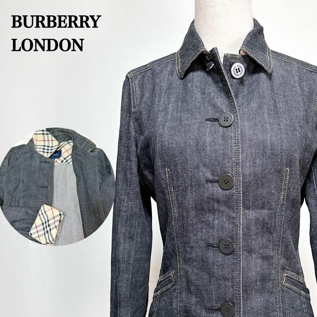 美品 バーバリーロンドン デニムジャケット ジージャン 濃紺 ロゴ ノバチェック | フリマアプリ ラクマ
