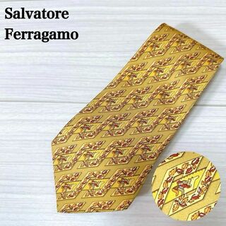 サルヴァトーレフェラガモ(Salvatore Ferragamo)の美品 サルバトーレフェラガモ ジョッキー ネクタイ シルク100% イタリア製(ネクタイ)